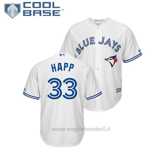 Maglia Baseball Uomo Toronto Blue Jays J.a. Happ Cool Base Majestic 1ªBianco